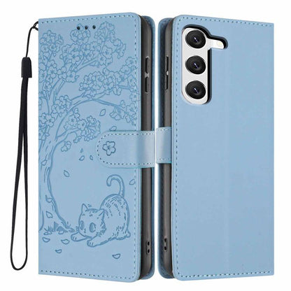 Tree Cat Embossed Flip Vegan Leather Phone Case, For Samsung Galaxy S23 FE 5G, For Samsung Galaxy S23 Ultra 5G, For Samsung Galaxy S23+ 5G, For Samsung Galaxy S23 5G, For Samsung Galaxy S20 FE, For Samsung Galaxy S22 Ultra 5G