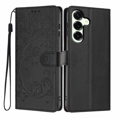 Tree Cat Embossed Flip Vegan Leather Phone Case, For Samsung Galaxy S23 FE 5G, For Samsung Galaxy S23 Ultra 5G, For Samsung Galaxy S23+ 5G, For Samsung Galaxy S23 5G, For Samsung Galaxy S20 FE, For Samsung Galaxy S22 Ultra 5G