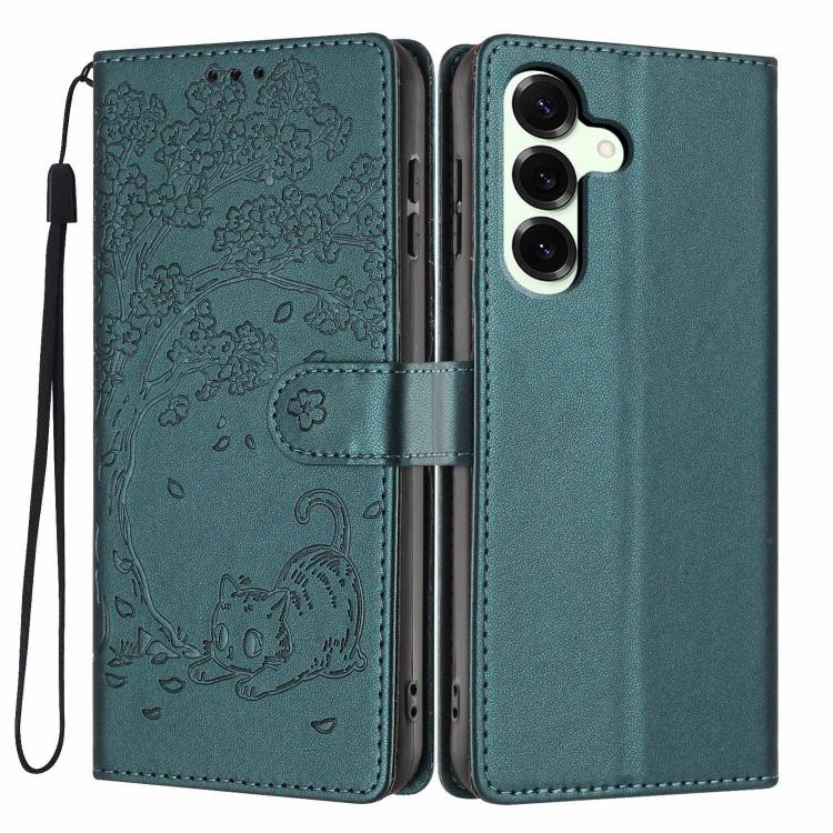 Tree Cat Embossed Flip Vegan Leather Phone Case, For Samsung Galaxy S23 FE 5G, For Samsung Galaxy S23 Ultra 5G, For Samsung Galaxy S23+ 5G, For Samsung Galaxy S23 5G, For Samsung Galaxy S20 FE, For Samsung Galaxy S22 Ultra 5G