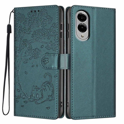 Tree Cat Embossed Flip Vegan Leather Phone Case, For Samsung Galaxy S26+ 5G, For Samsung Galaxy S26 Ultra 5G, For Samsung Galaxy S26 5G, For Samsung Galaxy S25 FE 5G, For Samsung Galaxy S25 Edge 5G, For Samsung Galaxy S25 5G