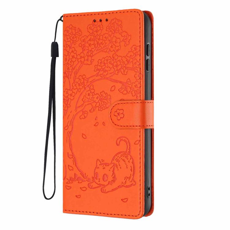 Tree Cat Embossed Flip Vegan Leather Phone Case, For Samsung Galaxy S26+ 5G, For Samsung Galaxy S26 Ultra 5G, For Samsung Galaxy S26 5G, For Samsung Galaxy S25 FE 5G, For Samsung Galaxy S25 Edge 5G, For Samsung Galaxy S25 5G