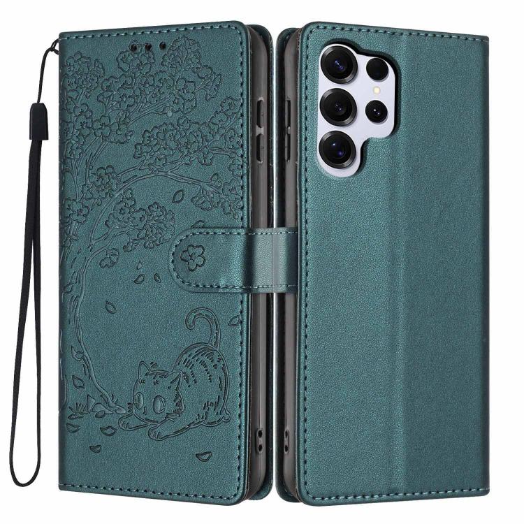 Tree Cat Embossed Flip Vegan Leather Phone Case, For Samsung Galaxy S26+ 5G, For Samsung Galaxy S26 Ultra 5G, For Samsung Galaxy S26 5G, For Samsung Galaxy S25 FE 5G, For Samsung Galaxy S25 Edge 5G, For Samsung Galaxy S25 5G