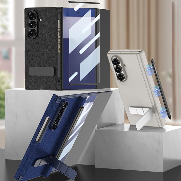 GKK Magnetic Folding Leather One-Line Rotating Holder Phone Case with Magnetic Stylus, For Samsung Galaxy Z TriFold