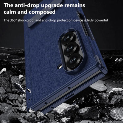 GKK Magnetic Folding Leather One-Line Rotating Holder Phone Case with Magnetic Stylus, For Samsung Galaxy Z TriFold