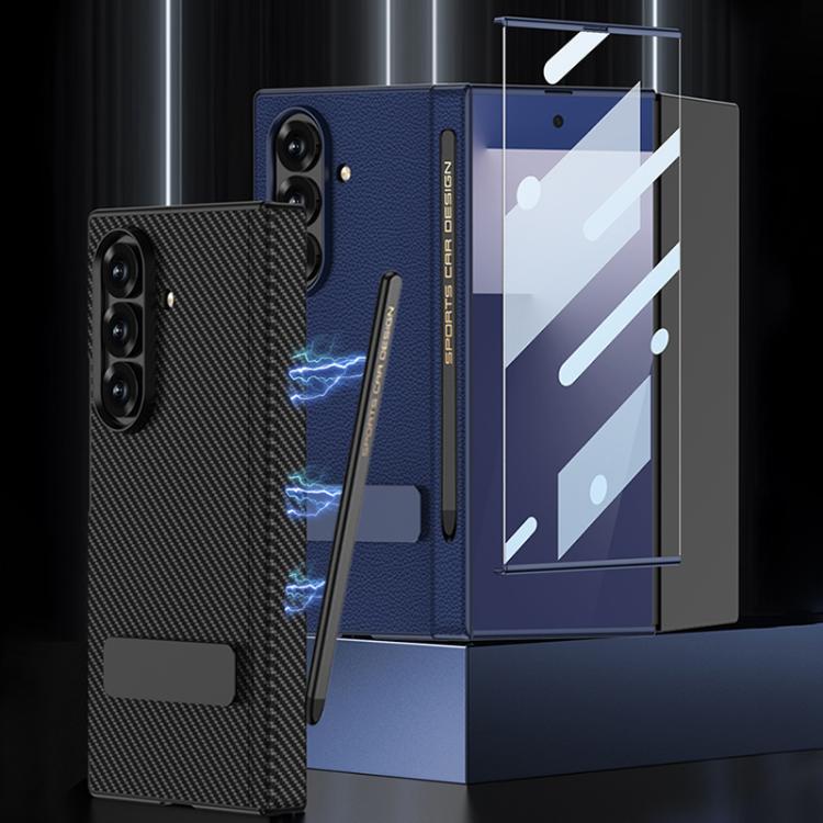 GKK Magnetic Folding Leather One-Line Rotating Holder Phone Case with Magnetic Stylus, For Samsung Galaxy Z TriFold