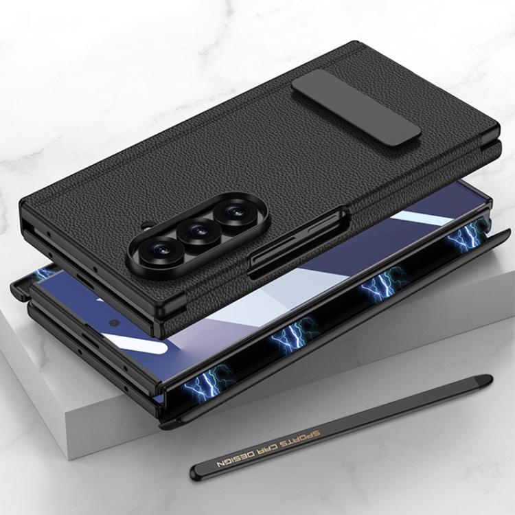 GKK Magnetic Folding Leather One-Line Rotating Holder Phone Case with Magnetic Stylus, For Samsung Galaxy Z TriFold