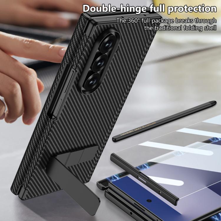 GKK Magnetic Folding Leather One-Line Rotating Holder Phone Case with Magnetic Stylus, For Samsung Galaxy Z TriFold