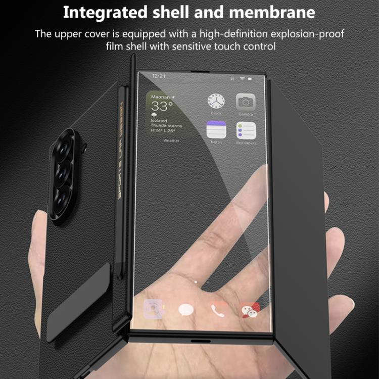 GKK Magnetic Folding Leather One-Line Rotating Holder Phone Case with Magnetic Stylus, For Samsung Galaxy Z TriFold