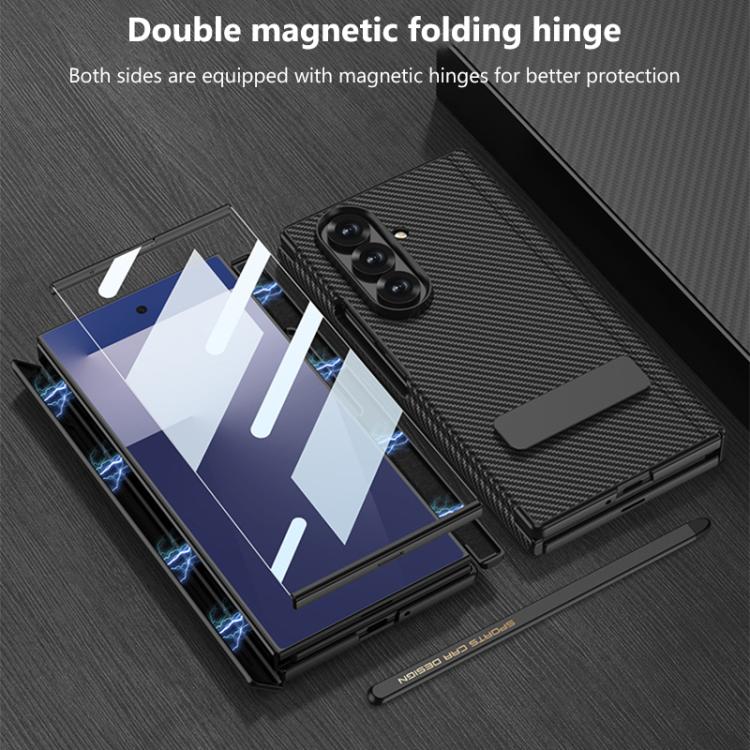 GKK Magnetic Folding Leather One-Line Rotating Holder Phone Case with Magnetic Stylus, For Samsung Galaxy Z TriFold