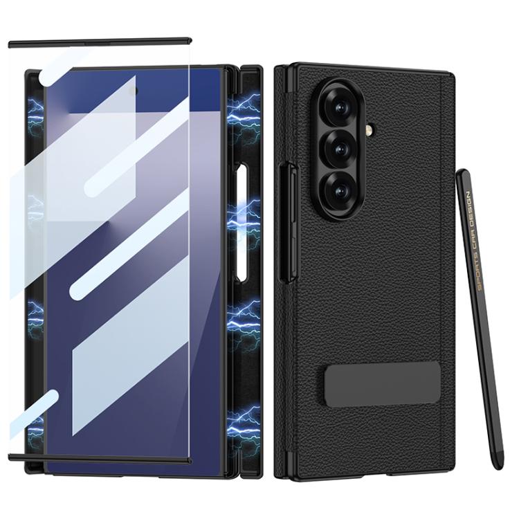 GKK Magnetic Folding Leather One-Line Rotating Holder Phone Case with Magnetic Stylus, For Samsung Galaxy Z TriFold