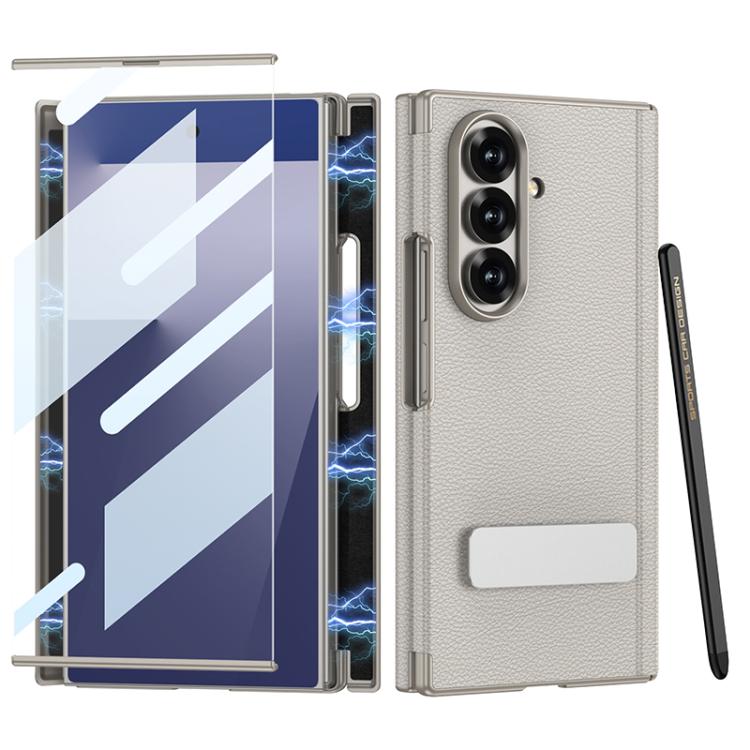 GKK Magnetic Folding Leather One-Line Rotating Holder Phone Case with Magnetic Stylus, For Samsung Galaxy Z TriFold