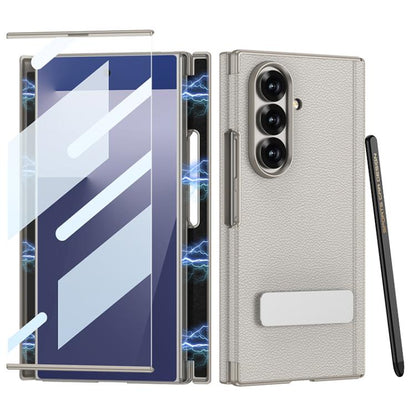 GKK Magnetic Folding Leather One-Line Rotating Holder Phone Case with Magnetic Stylus, For Samsung Galaxy Z TriFold