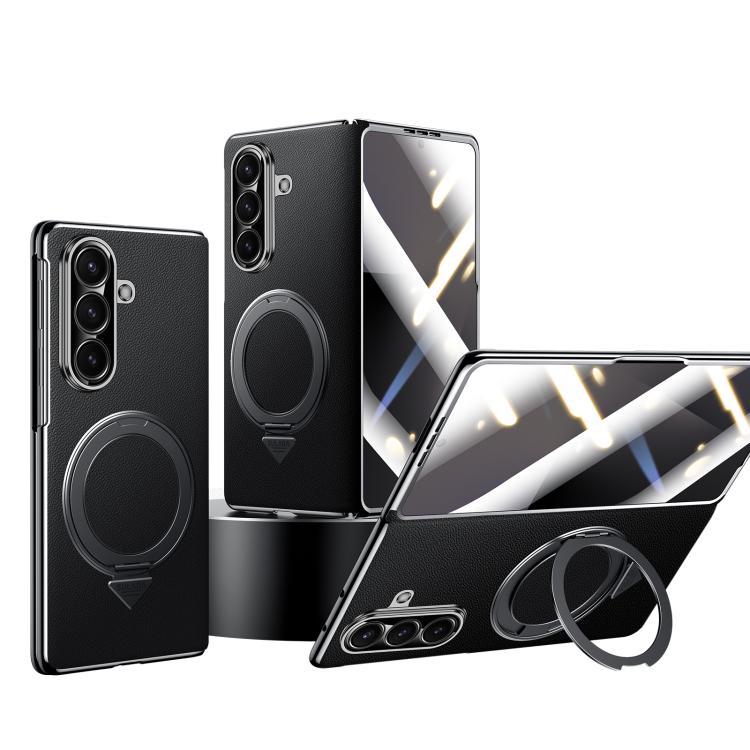 SULADA Rotating Magnetic Holder Shell Film Integrated Genuine Leather Phone Case, For Galaxy Z Fold8 Ultra 5G, For Galaxy Z Fold7 5G