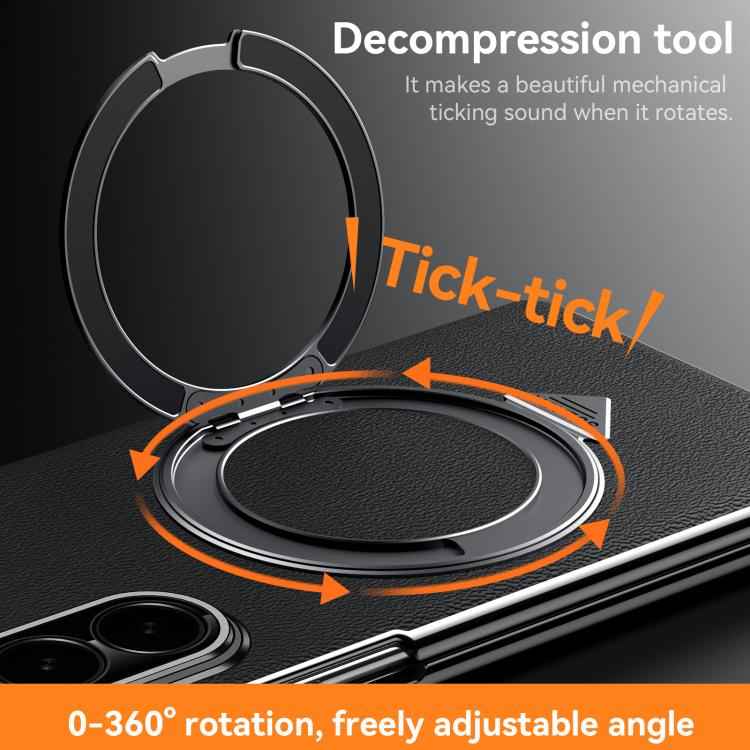 SULADA Rotating Magnetic Holder Shell Film Integrated Genuine Leather Phone Case, For Samsung Galaxy Z Fold7 5G