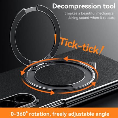 SULADA Rotating Magnetic Holder Shell Film Integrated Genuine Leather Phone Case, For Galaxy Z Fold8 Ultra 5G, For Galaxy Z Fold7 5G