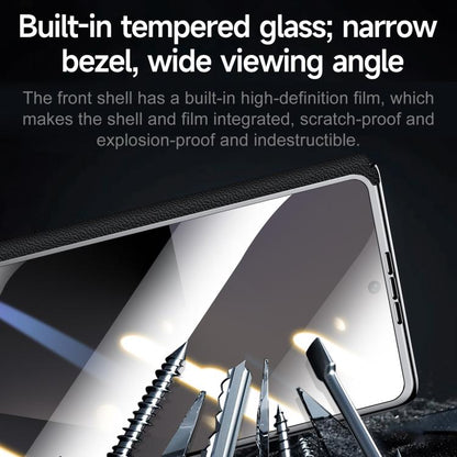 SULADA Rotating Magnetic Holder Shell Film Integrated Genuine Leather Phone Case, For Galaxy Z Fold8 Ultra 5G, For Galaxy Z Fold7 5G