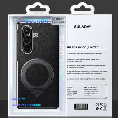 SULADA Rotating Magnetic Holder Shell Film Integrated Genuine Leather Phone Case, For Galaxy Z Fold8 Ultra 5G, For Galaxy Z Fold7 5G