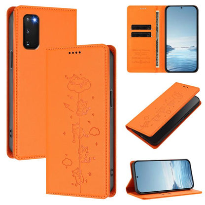 Cute Cats Embossed Magnetic RFID Vegan Leather Phone Case, For Samsung Galaxy S20 FE, For Samsung Galaxy S22 Ultra 5G, For Samsung Galaxy S22+ 5G, For Samsung Galaxy S22 5G