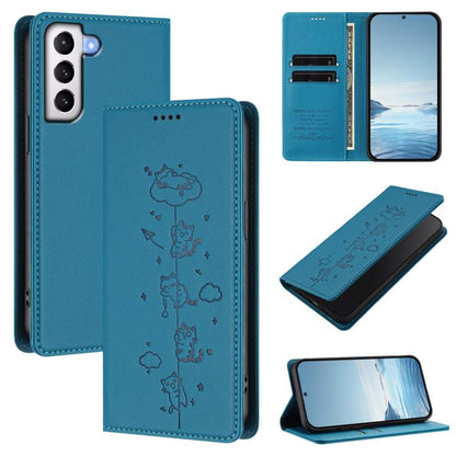 Cute Cats Embossed Magnetic RFID Vegan Leather Phone Case, For Samsung Galaxy S21 FE 5G, For Samsung Galaxy S21 5G, For Samsung Galaxy S21+ 5G, For Samsung Galaxy S21 Ultra 5G