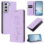 Cute Cats Embossed Magnetic RFID Vegan Leather Phone Case, For Samsung Galaxy S20 FE, For Samsung Galaxy S22 Ultra 5G, For Samsung Galaxy S22+ 5G, For Samsung Galaxy S22 5G