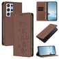 Cute Cats Embossed Magnetic RFID Vegan Leather Phone Case, For Samsung Galaxy S20 FE, For Samsung Galaxy S22 Ultra 5G, For Samsung Galaxy S22+ 5G, For Samsung Galaxy S22 5G