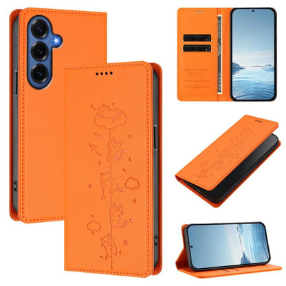 Cute Cats Embossed Magnetic RFID Vegan Leather Phone Case, For Galaxy S26 FE 5G, For Samsung Galaxy S26+ 5G, For Samsung Galaxy S26 Edge 5G, For Samsung Galaxy S26 Ultra 5G