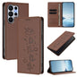 Cute Cats Embossed Magnetic RFID Vegan Leather Phone Case, For Galaxy S26 FE 5G, For Samsung Galaxy S26+ 5G, For Samsung Galaxy S26 Edge 5G, For Samsung Galaxy S26 Ultra 5G