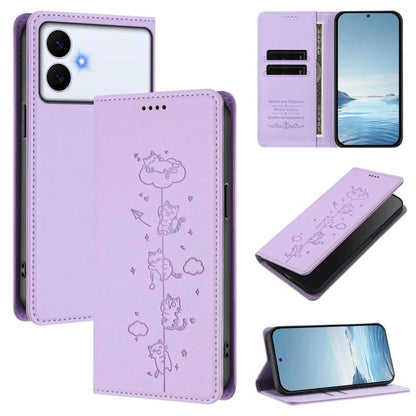Cute Cats Embossed Magnetic RFID Vegan Leather Phone Case, For Galaxy S26 FE 5G, For Samsung Galaxy S26+ 5G, For Samsung Galaxy S26 Edge 5G, For Samsung Galaxy S26 Ultra 5G