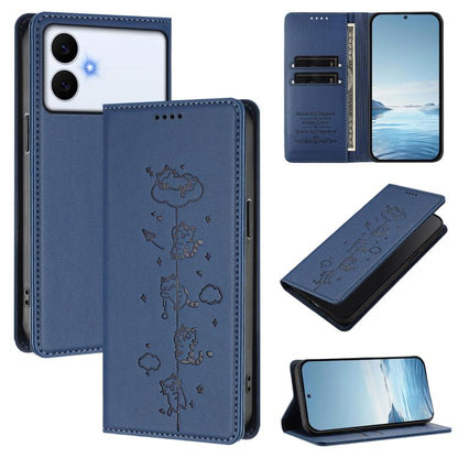 Cute Cats Embossed Magnetic RFID Vegan Leather Phone Case, For Galaxy S26 FE 5G, For Samsung Galaxy S26+ 5G, For Samsung Galaxy S26 Edge 5G, For Samsung Galaxy S26 Ultra 5G