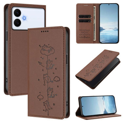 Cute Cats Embossed Magnetic RFID Vegan Leather Phone Case, For Galaxy S26 FE 5G, For Samsung Galaxy S26+ 5G, For Samsung Galaxy S26 Edge 5G, For Samsung Galaxy S26 Ultra 5G