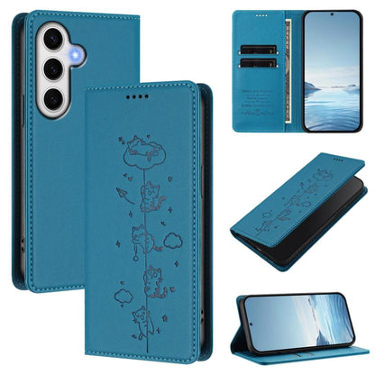 Cute Cats Embossed Magnetic RFID Vegan Leather Phone Case, For Samsung Galaxy S23 FE 5G, For Samsung Galaxy S23 Ultra 5G, For Samsung Galaxy S23+ 5G, For Samsung Galaxy S23 5G