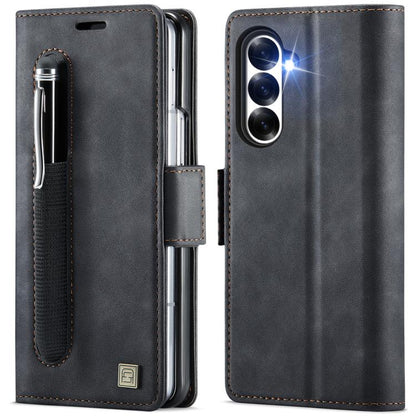 AutSpace A11 Side Buckle MagSafe Magnetic RFID Phone Leather Case, For Samsung Galaxy Z Fold7 5G