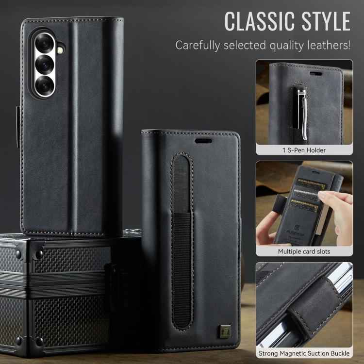 AutSpace A11 Side Buckle MagSafe Magnetic RFID Phone Leather Case, For Samsung Galaxy Z Fold7 5G