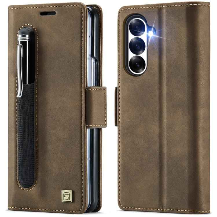 AutSpace A11 Side Buckle MagSafe Magnetic RFID Phone Leather Case, For Samsung Galaxy Z Fold7 5G