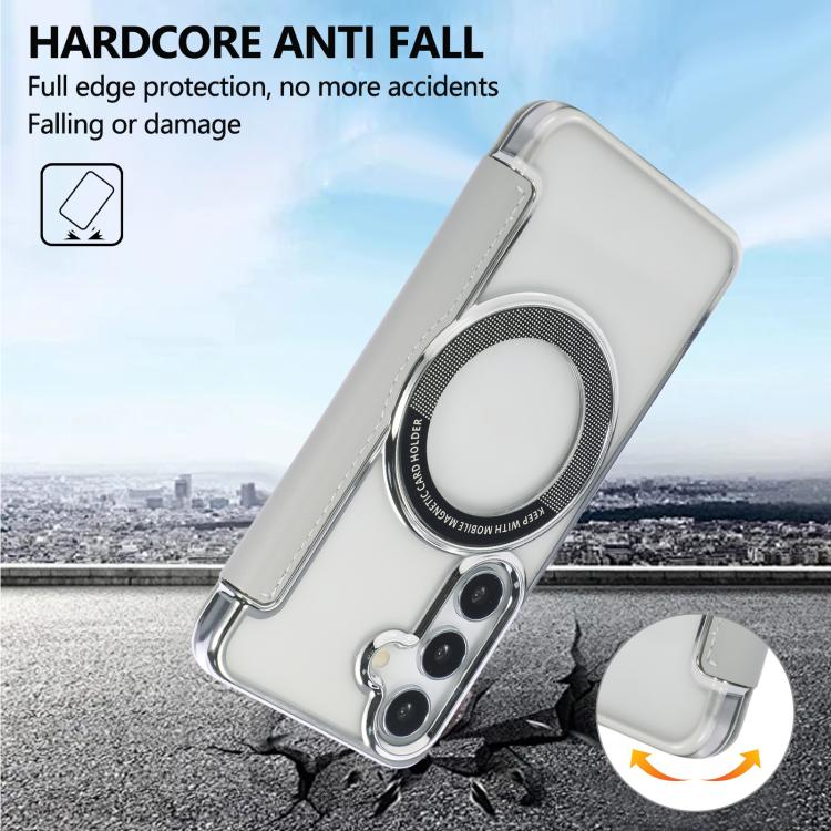 Floral Magnetic Electroplated Card Holder Vegan Leather Phone Case, For Samsung Galaxy S25 / S24 5G, For Samsung Galaxy S25+ / S24+ 5G, For Samsung Galaxy S25 Ultra 5G, For Samsung Galaxy S24 Ultra 5G, For Samsung Galaxy S23 Ultra 5G                   ...