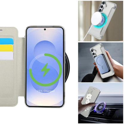 Floral Magnetic Electroplated Card Holder Vegan Leather Phone Case, For Samsung Galaxy S25 / S24 5G, For Samsung Galaxy S25+ / S24+ 5G, For Samsung Galaxy S25 Ultra 5G, For Samsung Galaxy S24 Ultra 5G, For Samsung Galaxy S23 Ultra 5G                   ...