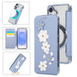 Floral Magnetic Electroplated Card Holder Vegan Leather Phone Case, For Samsung Galaxy S25 / S24 5G, For Samsung Galaxy S25+ / S24+ 5G, For Samsung Galaxy S25 Ultra 5G, For Samsung Galaxy S24 Ultra 5G, For Samsung Galaxy S23 Ultra 5G                   ...