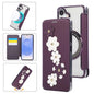 Floral Magnetic Electroplated Card Holder Vegan Leather Phone Case, For Samsung Galaxy S25 / S24 5G, For Samsung Galaxy S25+ / S24+ 5G, For Samsung Galaxy S25 Ultra 5G, For Samsung Galaxy S24 Ultra 5G, For Samsung Galaxy S23 Ultra 5G                   ...