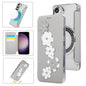 Floral Magnetic Electroplated Card Holder Vegan Leather Phone Case, For Samsung Galaxy S25 / S24 5G, For Samsung Galaxy S25+ / S24+ 5G, For Samsung Galaxy S25 Ultra 5G, For Samsung Galaxy S24 Ultra 5G, For Samsung Galaxy S23 Ultra 5G                   ...