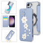 Floral Magnetic Electroplated Card Holder Vegan Leather Phone Case, For Samsung Galaxy S25 / S24 5G, For Samsung Galaxy S25+ / S24+ 5G, For Samsung Galaxy S25 Ultra 5G, For Samsung Galaxy S24 Ultra 5G, For Samsung Galaxy S23 Ultra 5G                   ...