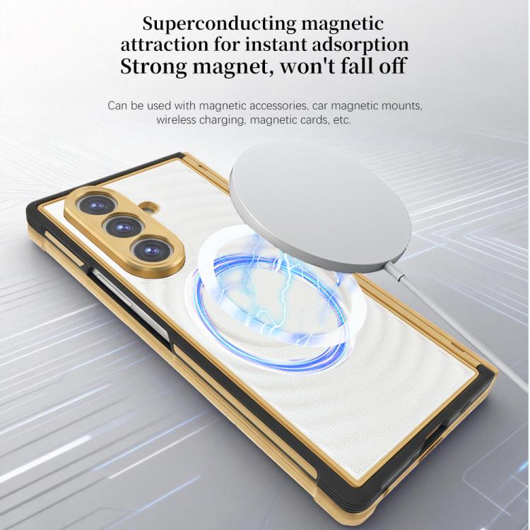 Skin-friendly Magnetic TPU + Vegan Leather Phone Case, For Samsung Galaxy Z Fold7 5G