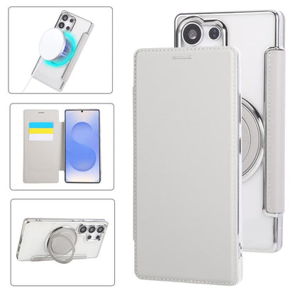 Ultra-thin Rotation Holder Magnetic Plating Vegan Leather Phone Case, For Samsung Galaxy S23 5G, For Samsung Galaxy S22 Ultra 5G, For Samsung Galaxy S22+ 5G, For Samsung Galaxy S22 5G