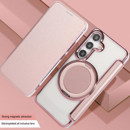 Ultra-thin Rotation Holder Magnetic Plating Vegan Leather Phone Case, For Samsung Galaxy S25 / S24 5G, For Samsung Galaxy S25+ / S24+ 5G, For Samsung Galaxy S25 Ultra 5G, For Samsung Galaxy S24 Ultra 5G, For Samsung Galaxy S23 Ultra 5G                 ...