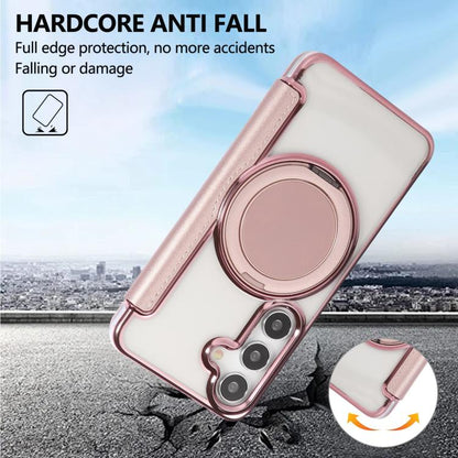 Ultra-thin Rotation Holder Magnetic Plating Vegan Leather Phone Case, For Samsung Galaxy S25 / S24 5G, For Samsung Galaxy S25+ / S24+ 5G, For Samsung Galaxy S25 Ultra 5G, For Samsung Galaxy S24 Ultra 5G, For Samsung Galaxy S23 Ultra 5G                 ...