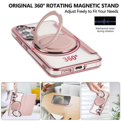 Ultra-thin Rotation Holder Magnetic Plating Vegan Leather Phone Case, For Samsung Galaxy S25 / S24 5G, For Samsung Galaxy S25+ / S24+ 5G, For Samsung Galaxy S25 Ultra 5G, For Samsung Galaxy S24 Ultra 5G, For Samsung Galaxy S23 Ultra 5G                 ...