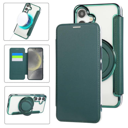 Ultra-thin Rotation Holder Magnetic Plating Vegan Leather Phone Case, For Samsung Galaxy S25 / S24 5G, For Samsung Galaxy S25+ / S24+ 5G, For Samsung Galaxy S25 Ultra 5G, For Samsung Galaxy S24 Ultra 5G, For Samsung Galaxy S23 Ultra 5G                 ...