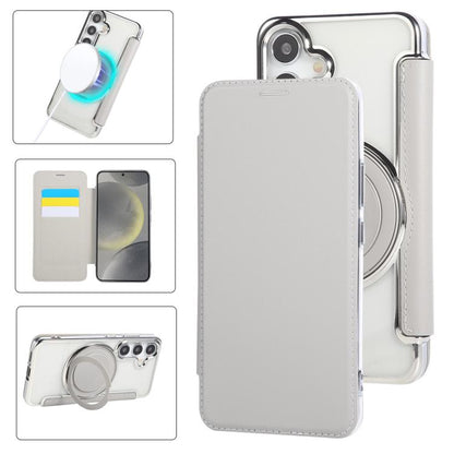Ultra-thin Rotation Holder Magnetic Plating Vegan Leather Phone Case, For Samsung Galaxy S25 / S24 5G, For Samsung Galaxy S25+ / S24+ 5G, For Samsung Galaxy S25 Ultra 5G, For Samsung Galaxy S24 Ultra 5G, For Samsung Galaxy S23 Ultra 5G                 ...