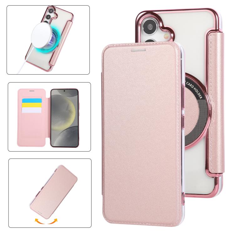 Ultra-thin Magnetic Plating Vegan Leather Phone Case, For Samsung Galaxy S25 / S24 5G, For Samsung Galaxy S25+ / S24+ 5G, For Samsung Galaxy S25 Ultra 5G, For Samsung Galaxy S24 Ultra 5G, For Samsung Galaxy S23 Ultra 5G, For Samsung Galaxy S23+ 5G