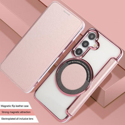 Ultra-thin Magnetic Plating Vegan Leather Phone Case, For Samsung Galaxy S25 / S24 5G, For Samsung Galaxy S25+ / S24+ 5G, For Samsung Galaxy S25 Ultra 5G, For Samsung Galaxy S24 Ultra 5G, For Samsung Galaxy S23 Ultra 5G, For Samsung Galaxy S23+ 5G