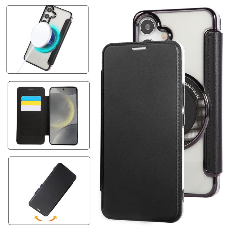 Ultra-thin Magnetic Plating Vegan Leather Phone Case, For Samsung Galaxy S25 / S24 5G, For Samsung Galaxy S25+ / S24+ 5G, For Samsung Galaxy S25 Ultra 5G, For Samsung Galaxy S24 Ultra 5G, For Samsung Galaxy S23 Ultra 5G, For Samsung Galaxy S23+ 5G